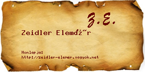 Zeidler Elemér névjegykártya